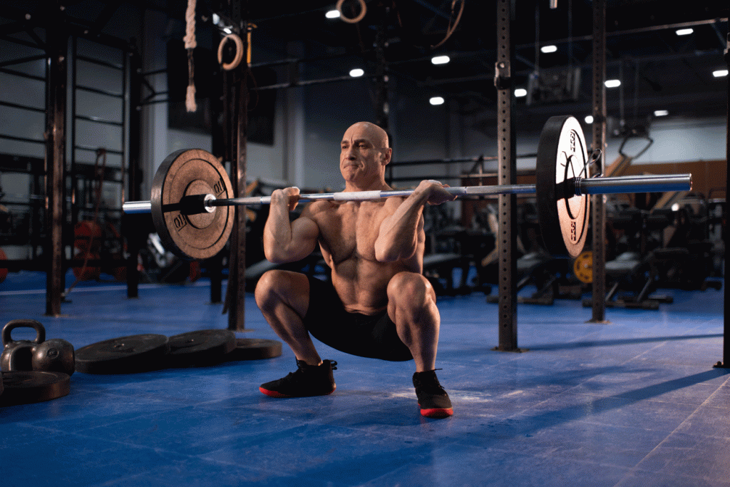 mand udfører et front squat